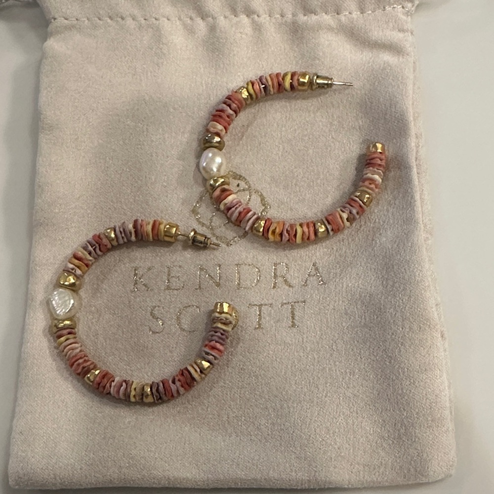 Kendra Scott Multicolor Shell Gold Hoop Earrings